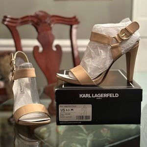 Karl Lagerfeld Cieone Nude Patent Leather Dress Sandal